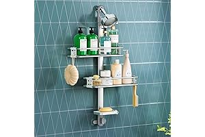 Simplehuman Shower Caddy Hanging, 3 Tier Aluminum Adjustable Shower Organizer Hanging Shower...