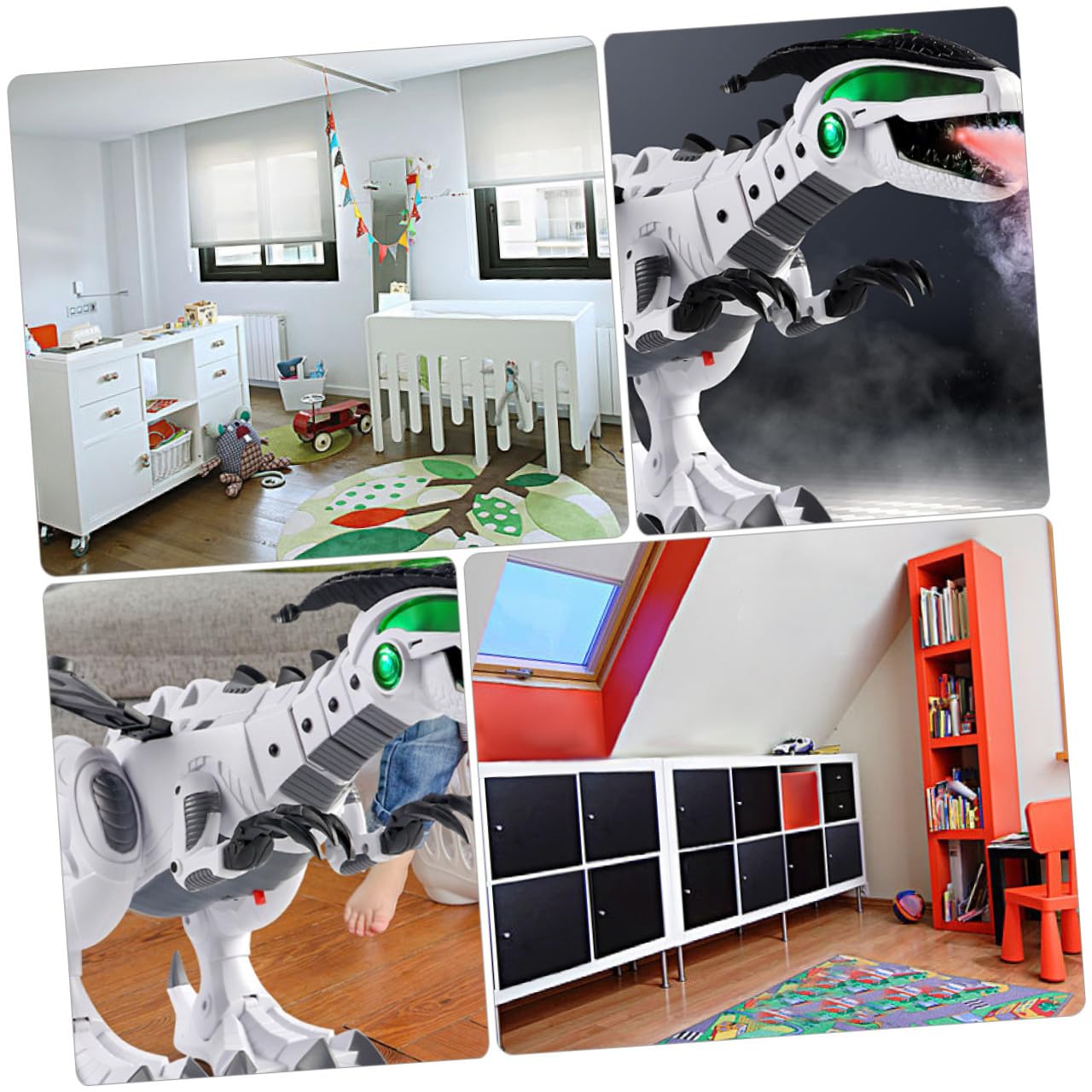BESPORTBLE Juguete Eléctrico de Dinosaurio Blanco Pulverización y Control