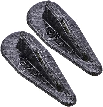 2pcs Shark Fin Diffuser Plastic Spoiler Wing for Car Exterior | Black Carbon Texture Finish, Universal Fit, Shark Fin Shape, Smooth Shiny Surface with Aggressive Styling
