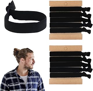 KNOTTED WIDE MEN'S HAIR TIES - 10pcs Elastic Scrunchies for Thick Curly Hair - Bun Holders, Accessories for Men and Women