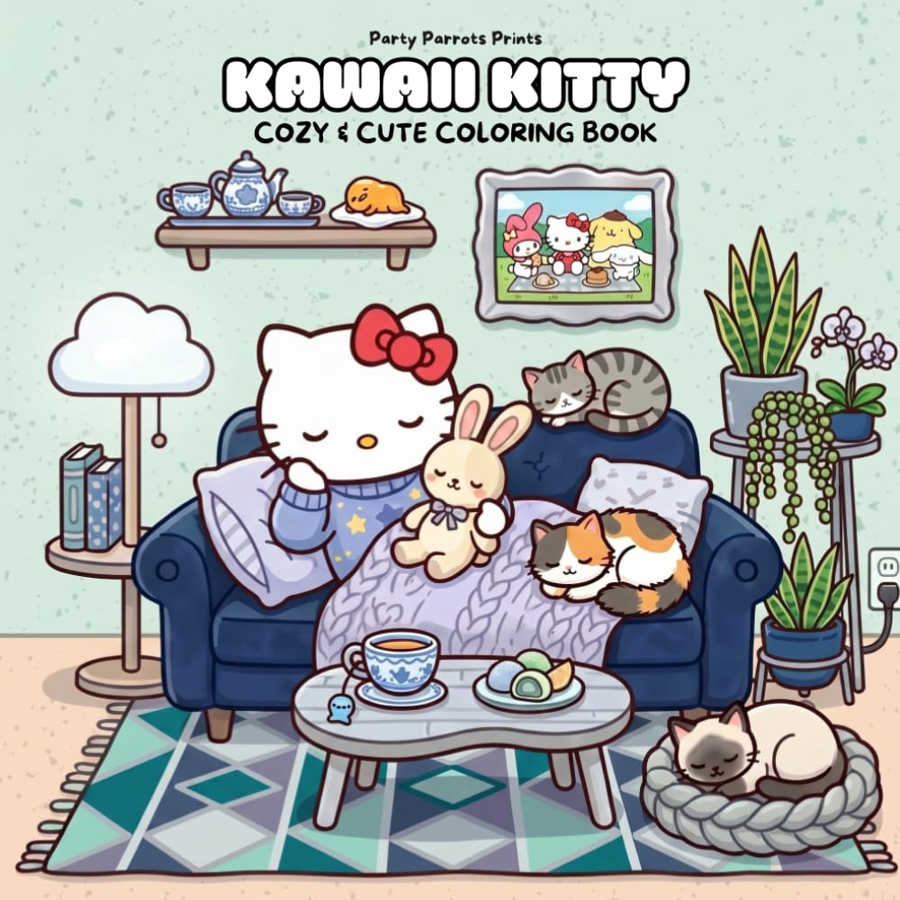KAWAII KITTY: Coloring Book for Adults and Kids Featuring Super Cute Cats & Kittens with Bold, Simple and Big Designs for Relaxation (Cozy & Cute)