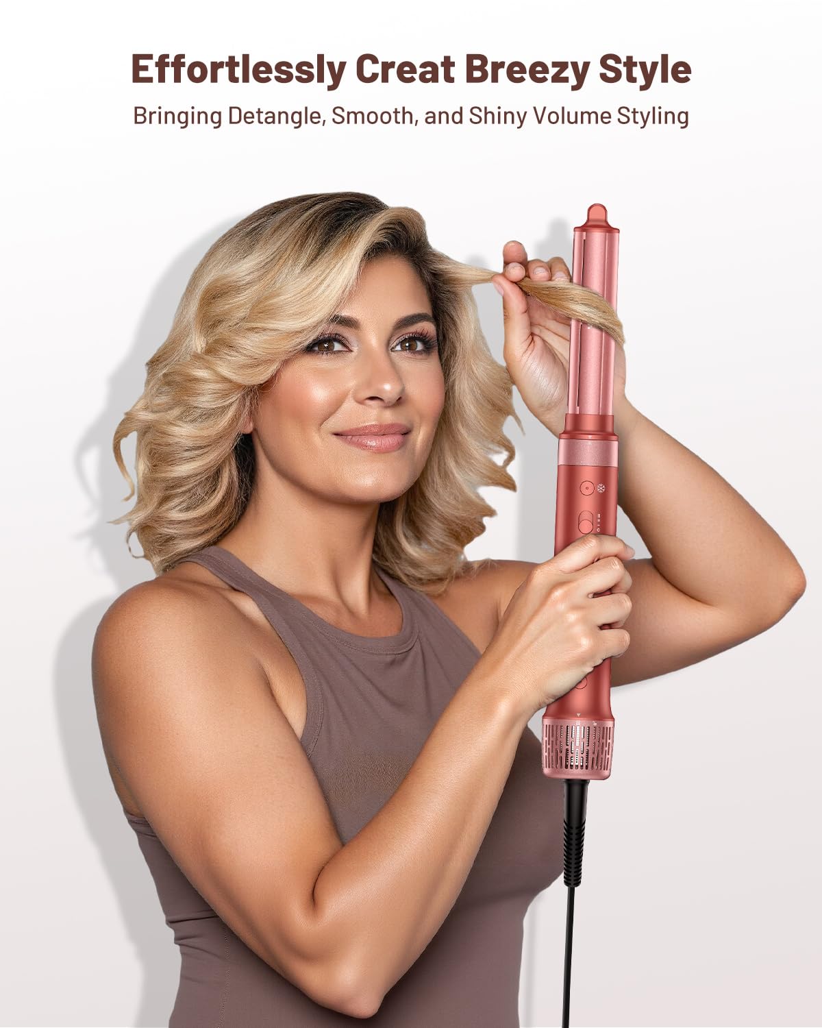HITTIONA 5 in 1 Airstyler & Rundbürstenföhn, 110.000 U/min Ionen Haartrockner mit Auto Lockenstab, Profi-Hairstyler für Alle Haartypen