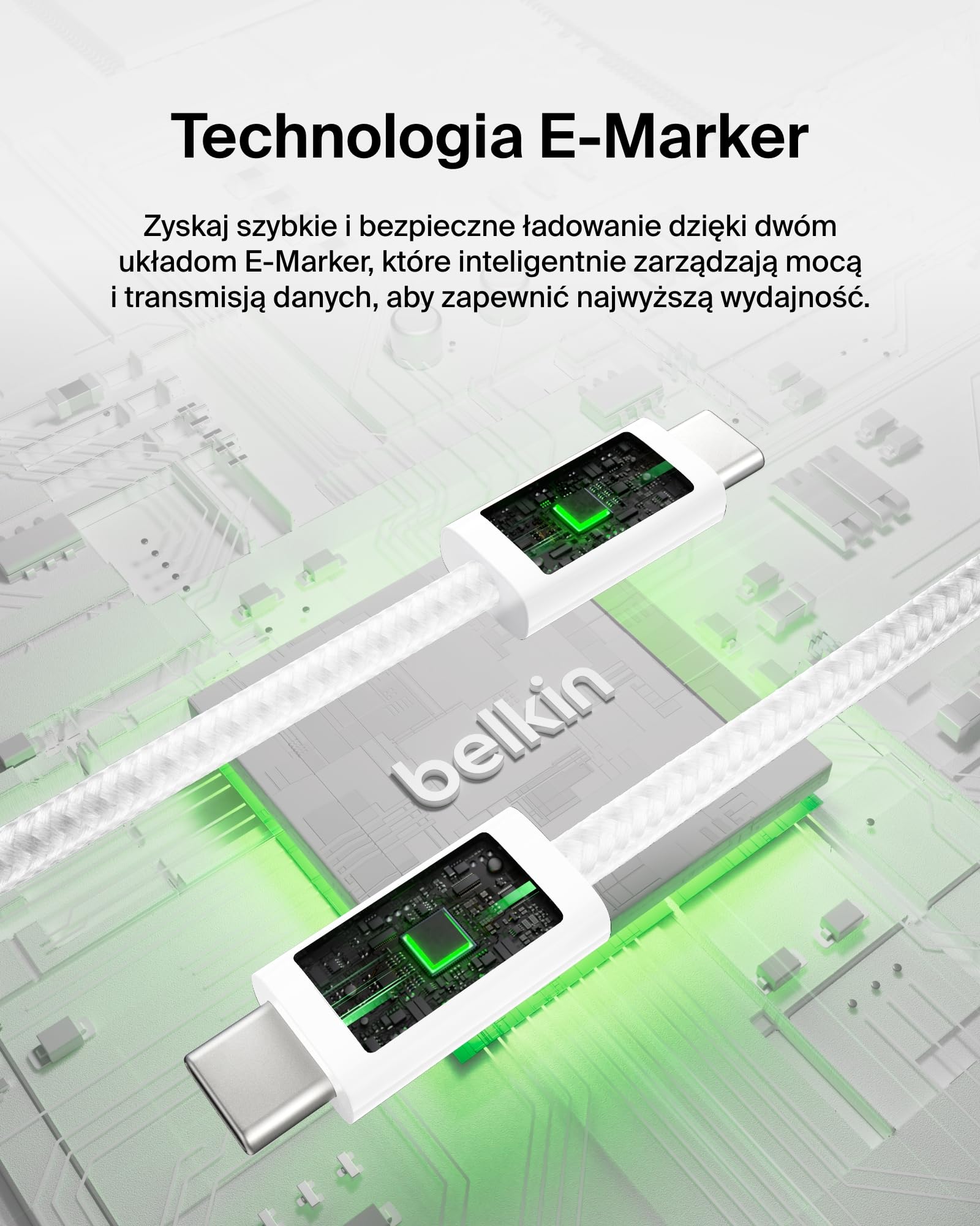 Belkin 2 szt. Kabel w oplocie USB-C na USB-C 240 W o długości 1,5M, – miękki Kabel typu C do szybkiego ładowania urządzeń iPhone serii 17 i 16, Galaxy S25, Pixel 10, iPad Pro i innych – biały