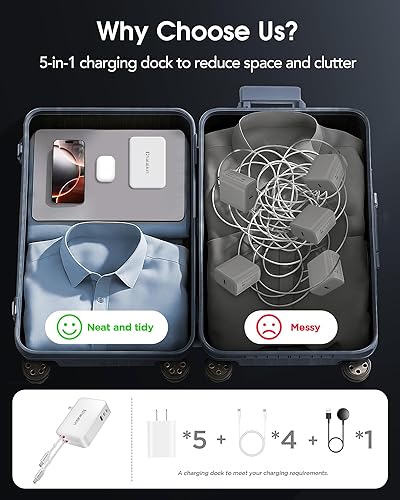 Miniatura 6 de Cargador de 65 W para MacBook Pro, enchufe de cargador de pared retráctil 5 en 1 para iPhone 17, cable USB C PD dual de 3.94 pies y 3 puertos,