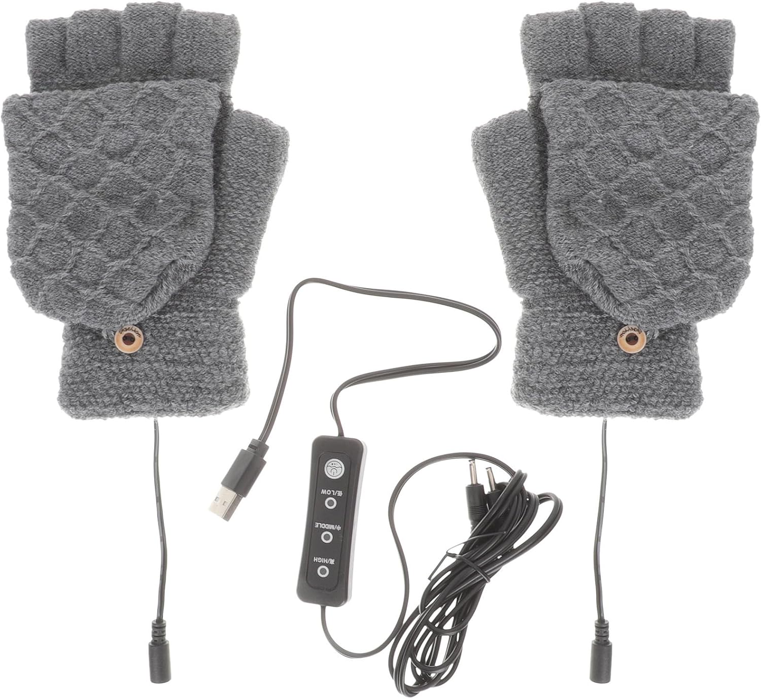 Electric Heating Gloves with Adjustable Temperature USB Powered Thermal Mitts Cotton and Velour Material, Windproof Hand Warmers for Women and Men for Cold Winter and Outdoor