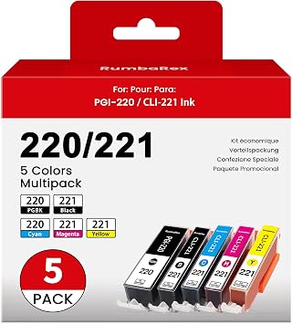 PGI-220 CLI-221 Ink Cartridges Replacement for Canon 220 221 Combo Pack
