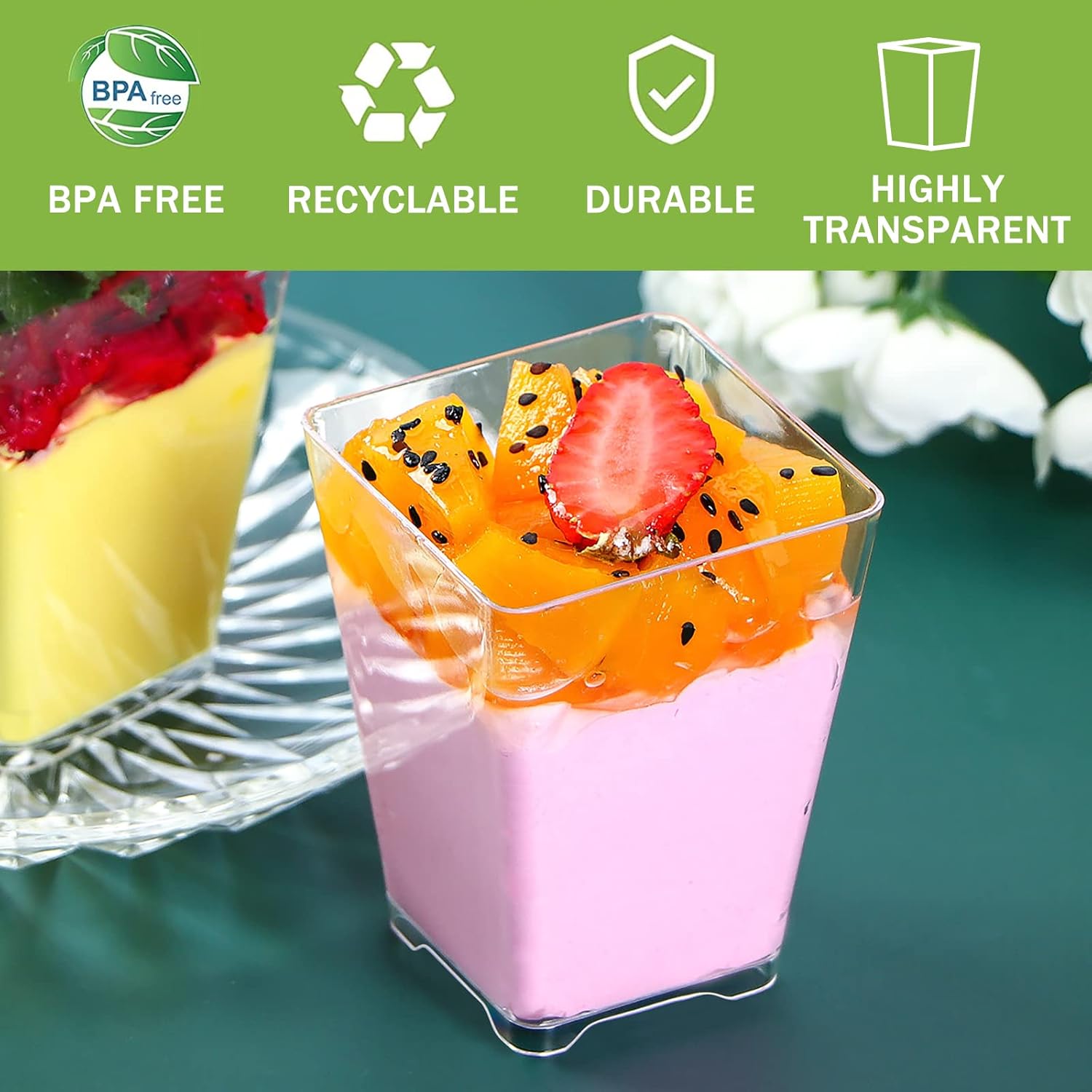 Echify Dessert Cups 50Pcs 4oz 120ml Mini Dessert Cups with Spoons