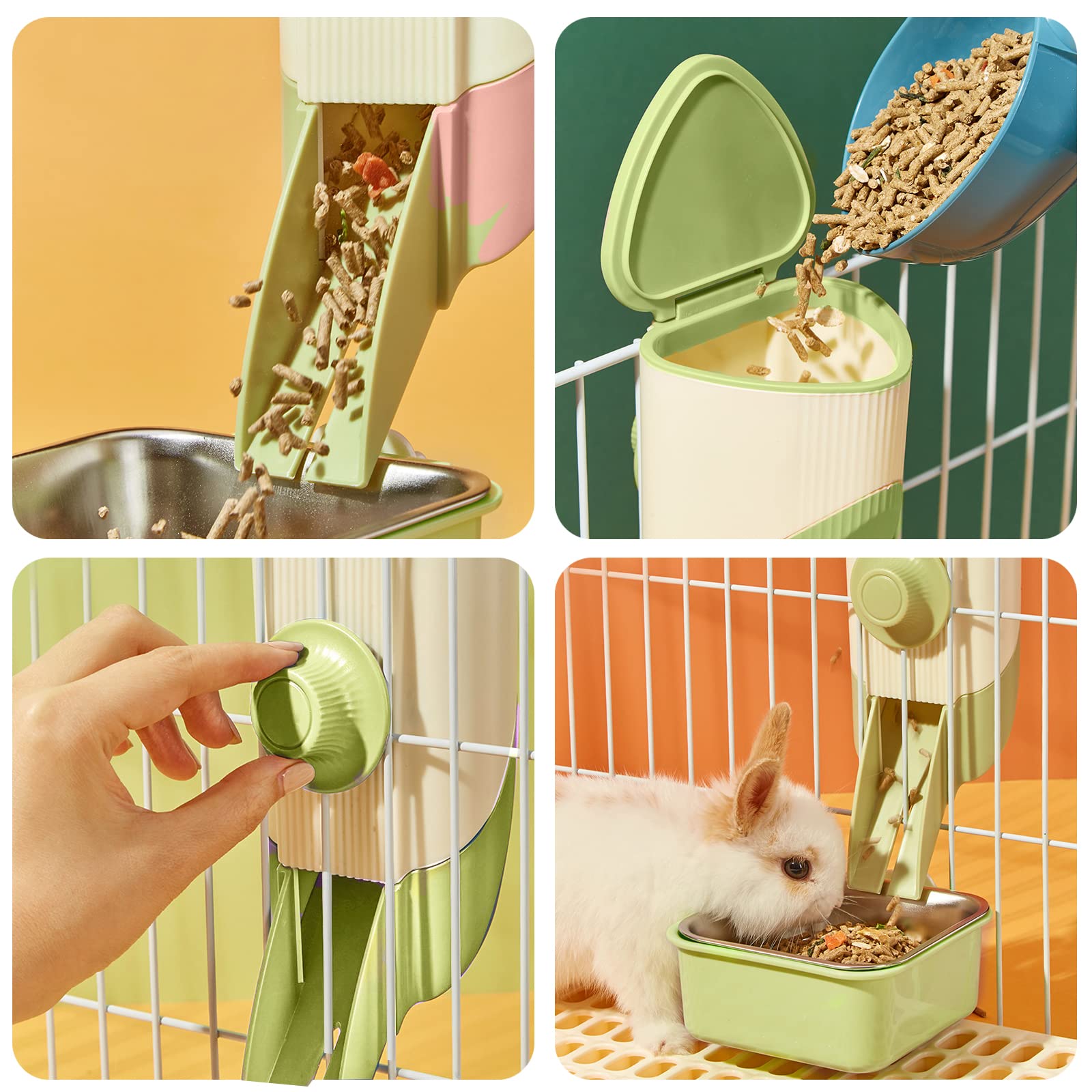 Chngeary Rabbit Feeder Tool, Small Animals Food Fast Adding Tool for Pets Raised in Cages, Like Rabbit, Dogs, Guinea Pig, Bunny, Ferrets, Chinchillas...(Pink)