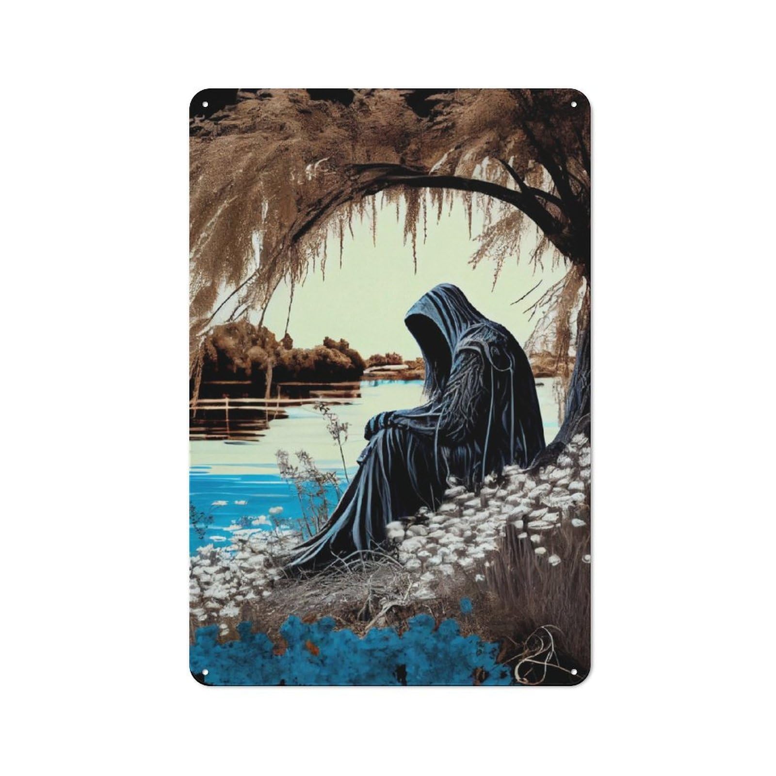Junmoney Death Amid Life Rustic Tin Sign 30X20cm Featuring For Garage Or Workshop, For Updating Garage And Workshop After Moving