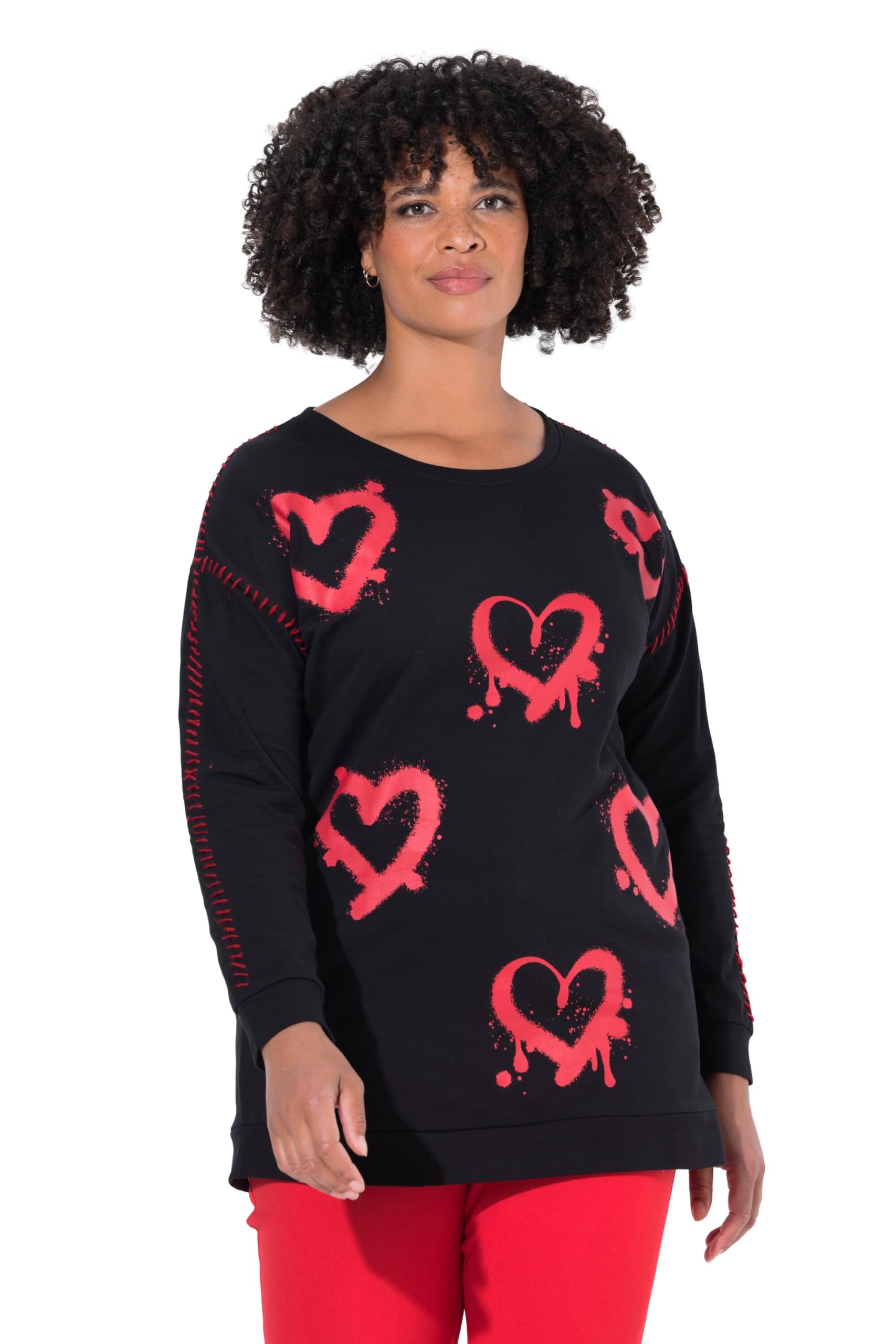 Angel of Style Damen große Größen Übergrößen Plus Size Sweatshirt, Loose Fit, Neon Herzen 844444