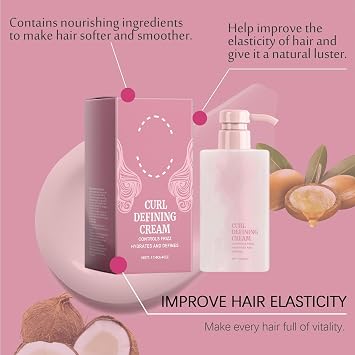 Curl Defining Cream, Long-lasting Hairstyle Curl Cream for Curly Hair Anti Frizz, Moisturizing, Smoothing for Curly & Wavy Hair, 4 Oz
