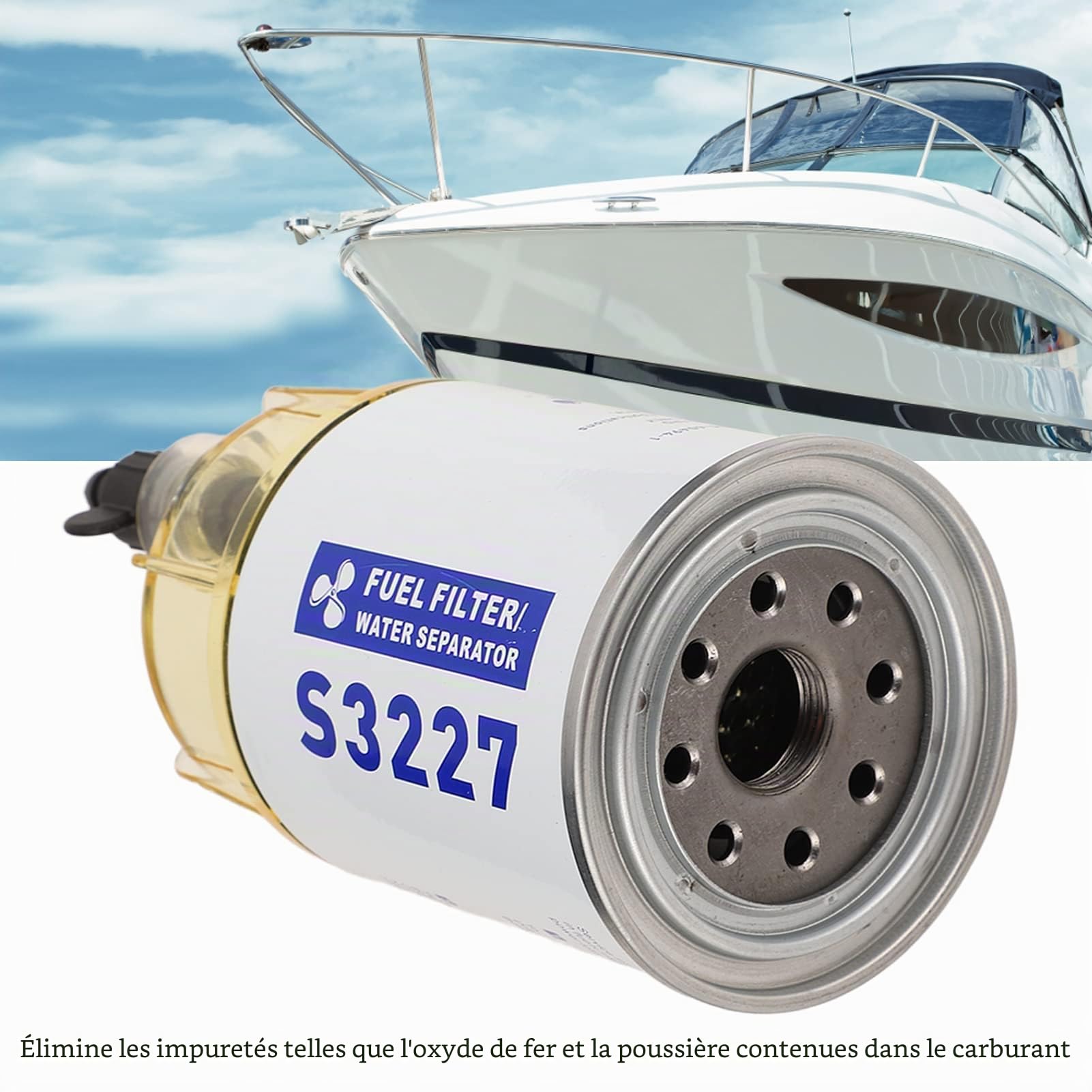 Filtre de séparation d'eau de carburant, séparateur d'eau d'huile marine de taille standard à haut rendement pour bateau et yacht