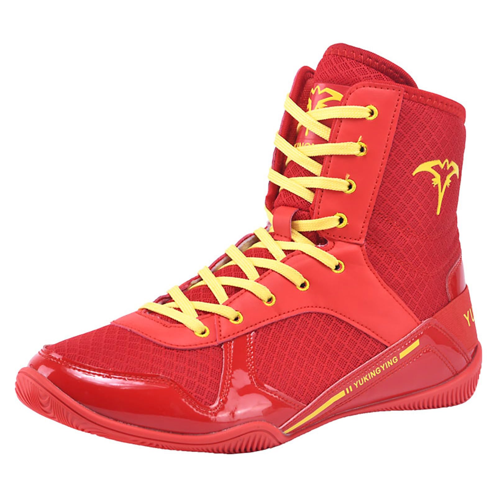 Zeihyeurus Botas De Boxeo Para Hombres – Zapatos Transpirables De Caña Alta Para Combate, Wrestling Y Fitness (Negro/Rojo/Azul)