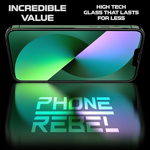 Miniatura 7 de REBEL Protector de pantalla de teléfono para iPhone 14iPhone 13iPhone 13 Pro 6.1 pulgadas paquete de 3 ultra resistente 0.016 in, antiroturas,