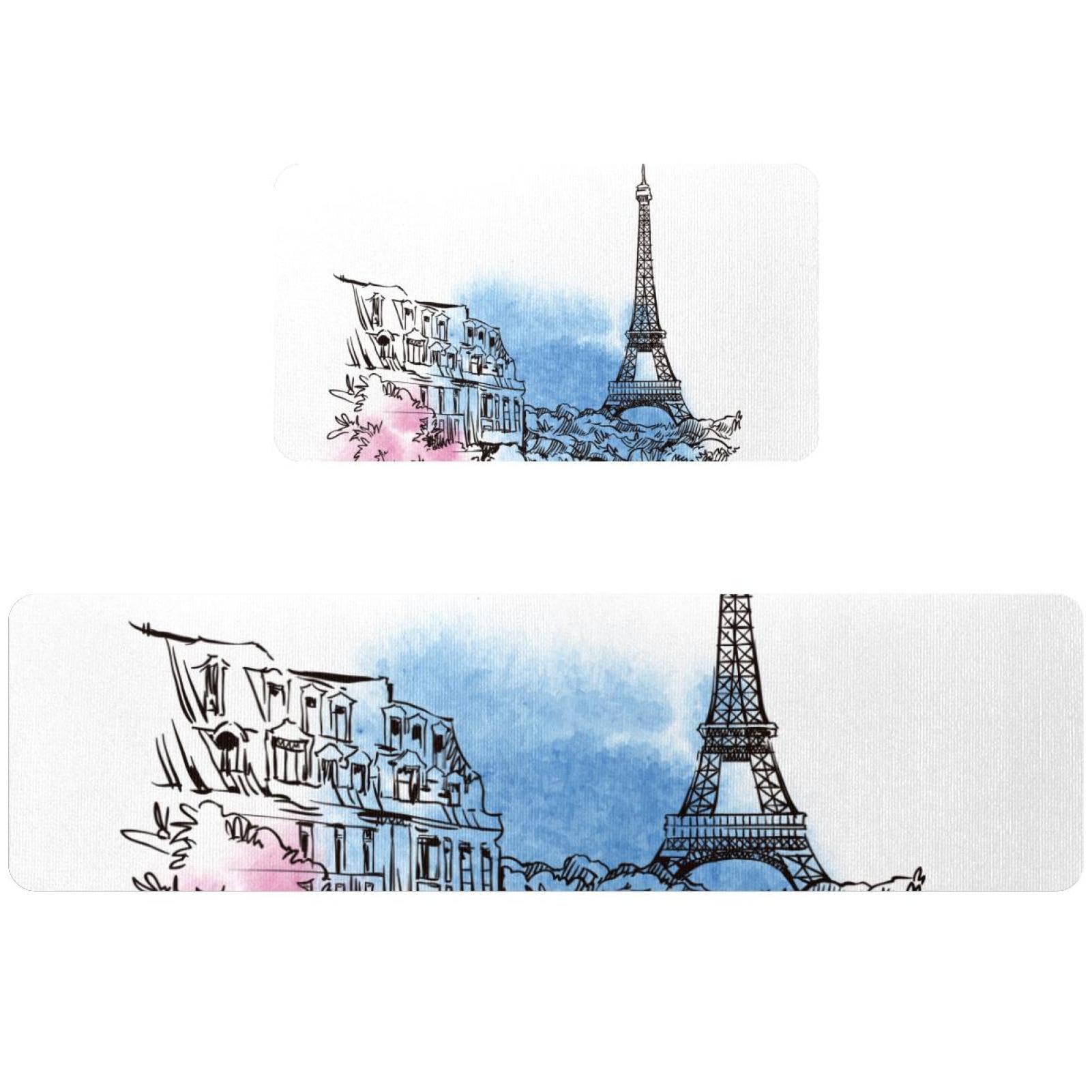 Lot de 2 tapis de cuisine lavables tapis de couloir antidérapant
