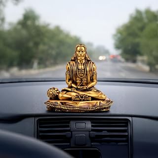 The Divine Tales Devotional 2.5" Sankat Mochan Hanuman Ji Idol for Car Dashboard, Home Temple & Office Desk Bajrangbali Mu... Price In India