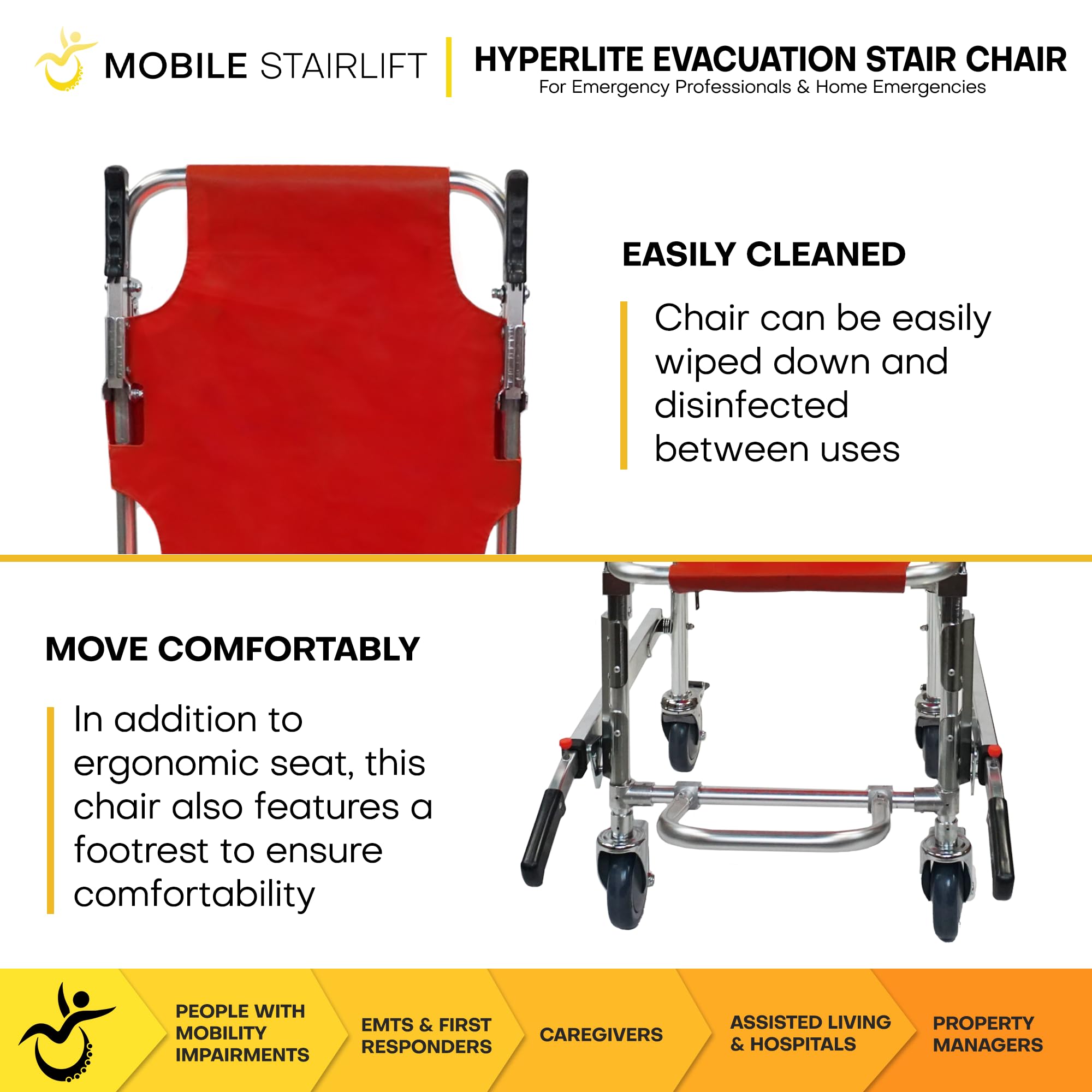 VivaComfort Bariatric Geri Chair, 500 lbs Capacity Recliner on Wheels