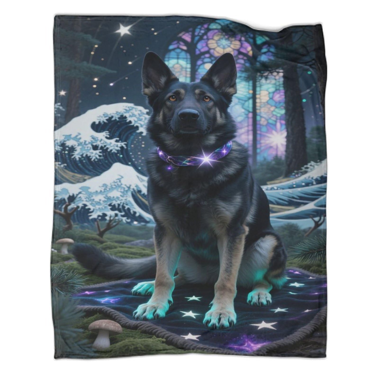 Yyvkpmlxc Style-1 Bed Blanket German Shepherd Dog 3D Printed Flannel Throws Blankets Fantasy Forest Lightweight Cosy For Adults Travel 40X50inch(100X130cm)