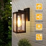 Outdoor Wall Lantern, Exterior Light Fixtures Wall Mount Anti-Rust & Waterproof, Black Wall Sconce with Clear Glass Shade, E26 Socket Porch Light for Garage, Doorway(Bulb Included)