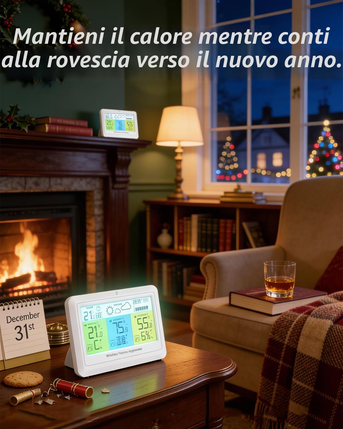 Stazioni meteorologiche con sensore esterno wireless per interni ed esterni, termometro igrometro con 3 sensori, termometro digitale umidità con display a colori, retroilluminazione, previsioni