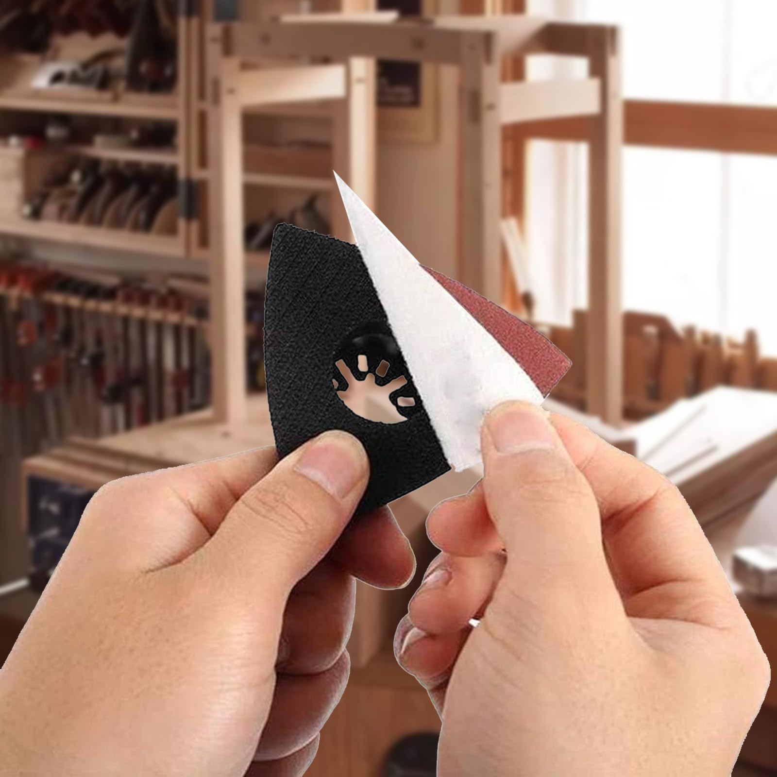 4 piastre abrasive Multitool da 80 mm, triangolari, con 8 fogli di carta vetrata per legno, metallo, plastica rigida, intonaco, levigatura, rimozione della ruggine