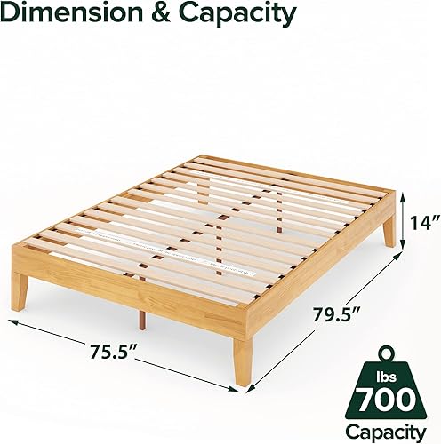 Miniatura 31 de Cama plataforma de madera sólida de lujo Zinus 12 pulgadas con cabecero de cama/no necesita resortes/soporte de madera con listón/acabado expreso