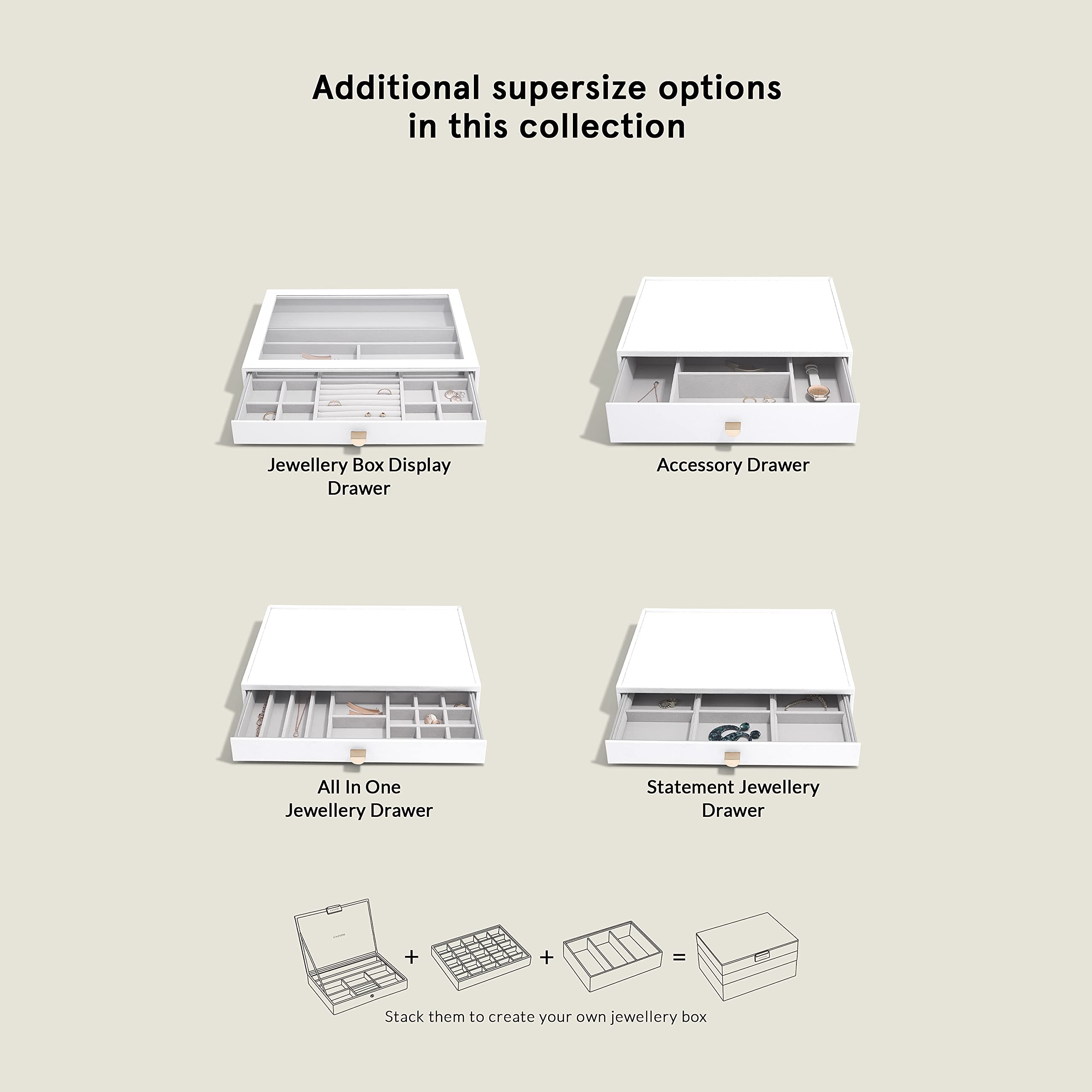 Stackers Supersize White Pebble Glass Top Drawer