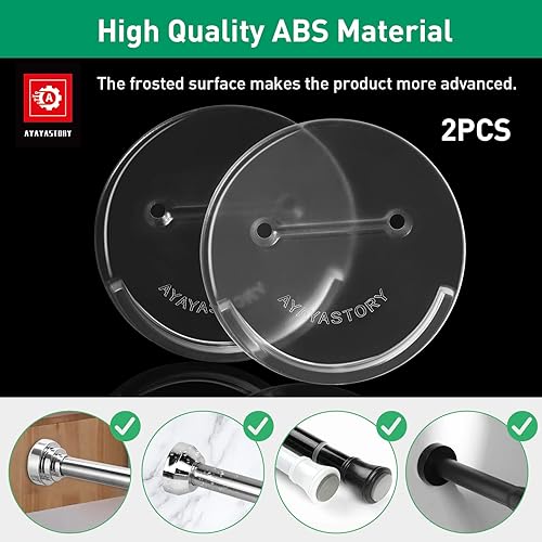 Miniatura 5 de Paquete de 2 soportes para barra de cortina de ducha, retenedor adhesivo de tensión para pared, resistente al calor, impermeable, sin perforaciones,