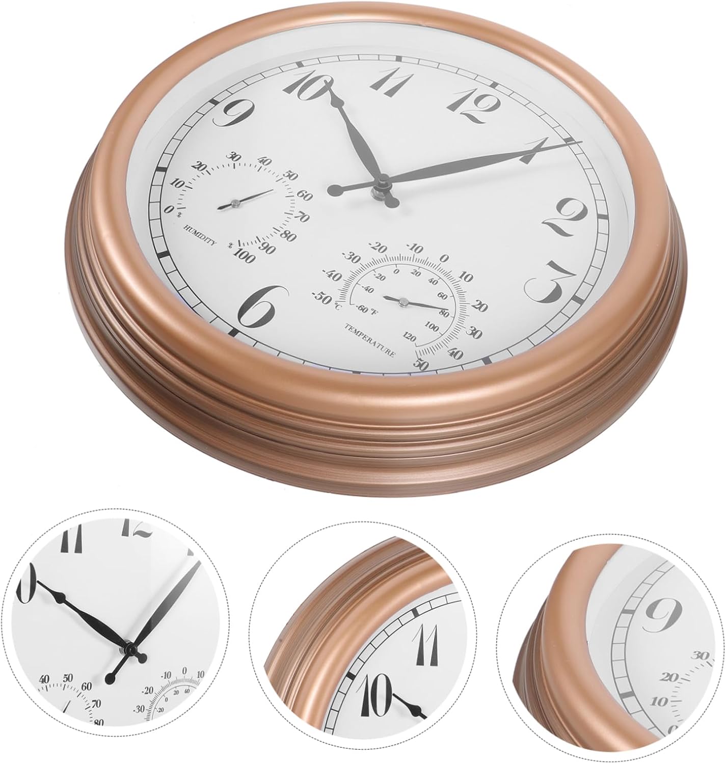 Zerodeko Vintage Outdoor Wall Clock with Thermometer and Hygrometer Hanging Clock for Patio Garden Pool and Porch Decor