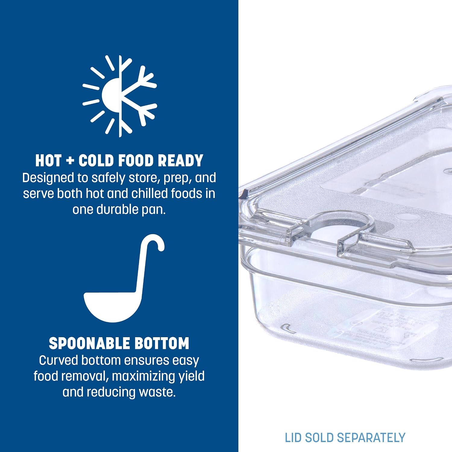 Carlisle FoodService Products Storplus Food Storage Container Food Pan, Chafing Pan for Catering, Buffets, Restaurants, Polycarbonate (Pc), 1/4 Size 2.5 Inches Deep, Clear, (Pack of 6)