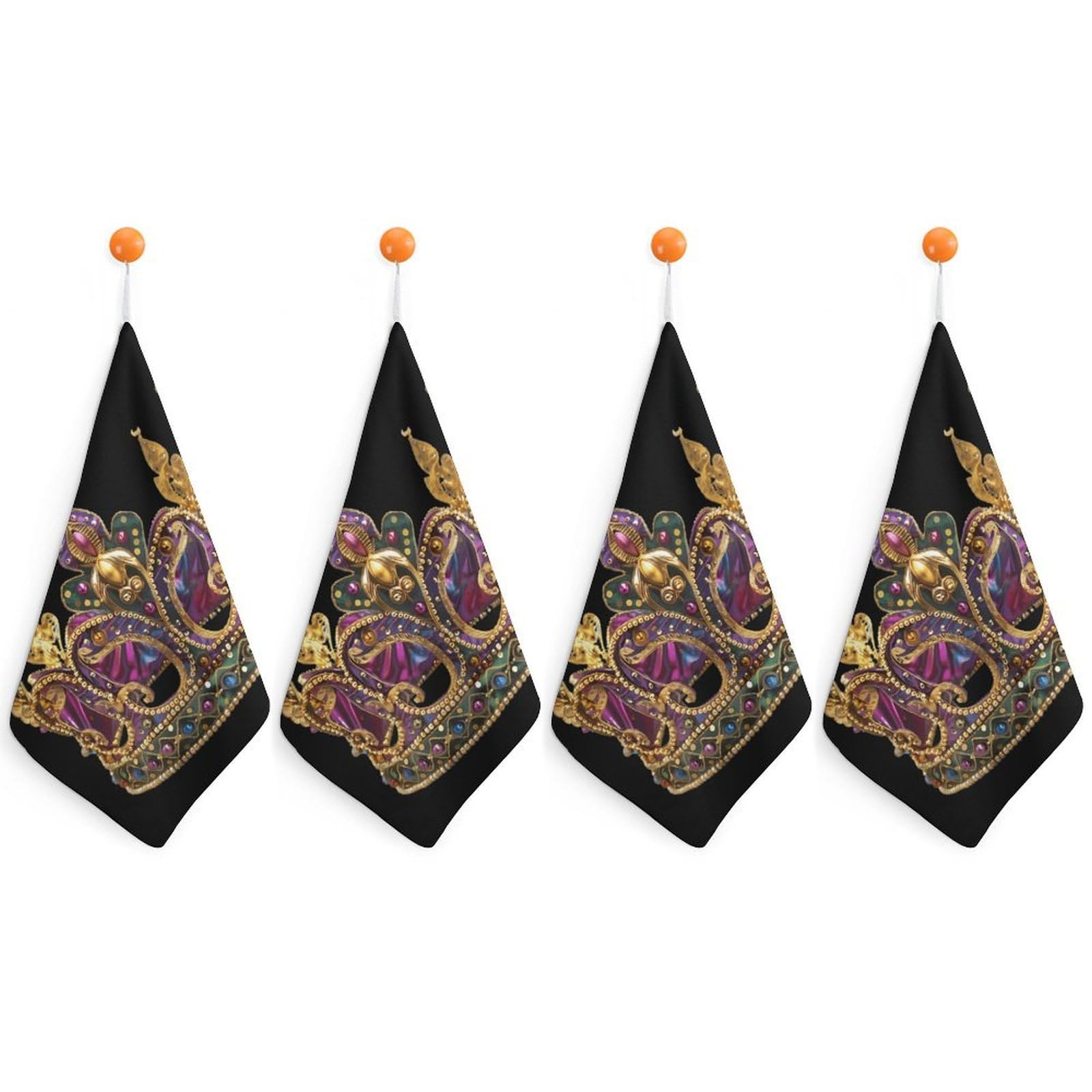 TXFBTRFSA Mardi And Gras Pattern Headwear Hand Towels with Hanging Loop Kitchen Towel Handkerchiefs Cleaning Cloths