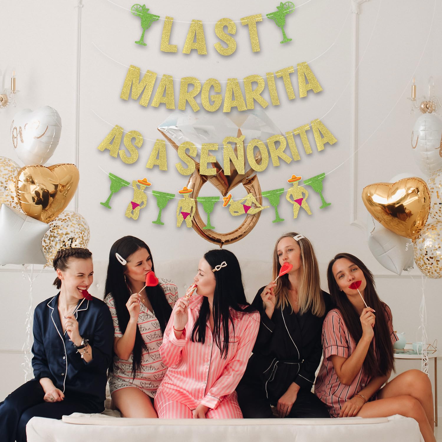 4szt Last Margarita as a Senorita Banery, Zloty Brokat Margarita Bar Banner Wesola Margarita Wieczór Panienski Dekoracje na Wieczór Panienski Baner Barowy z Motywem Margarity