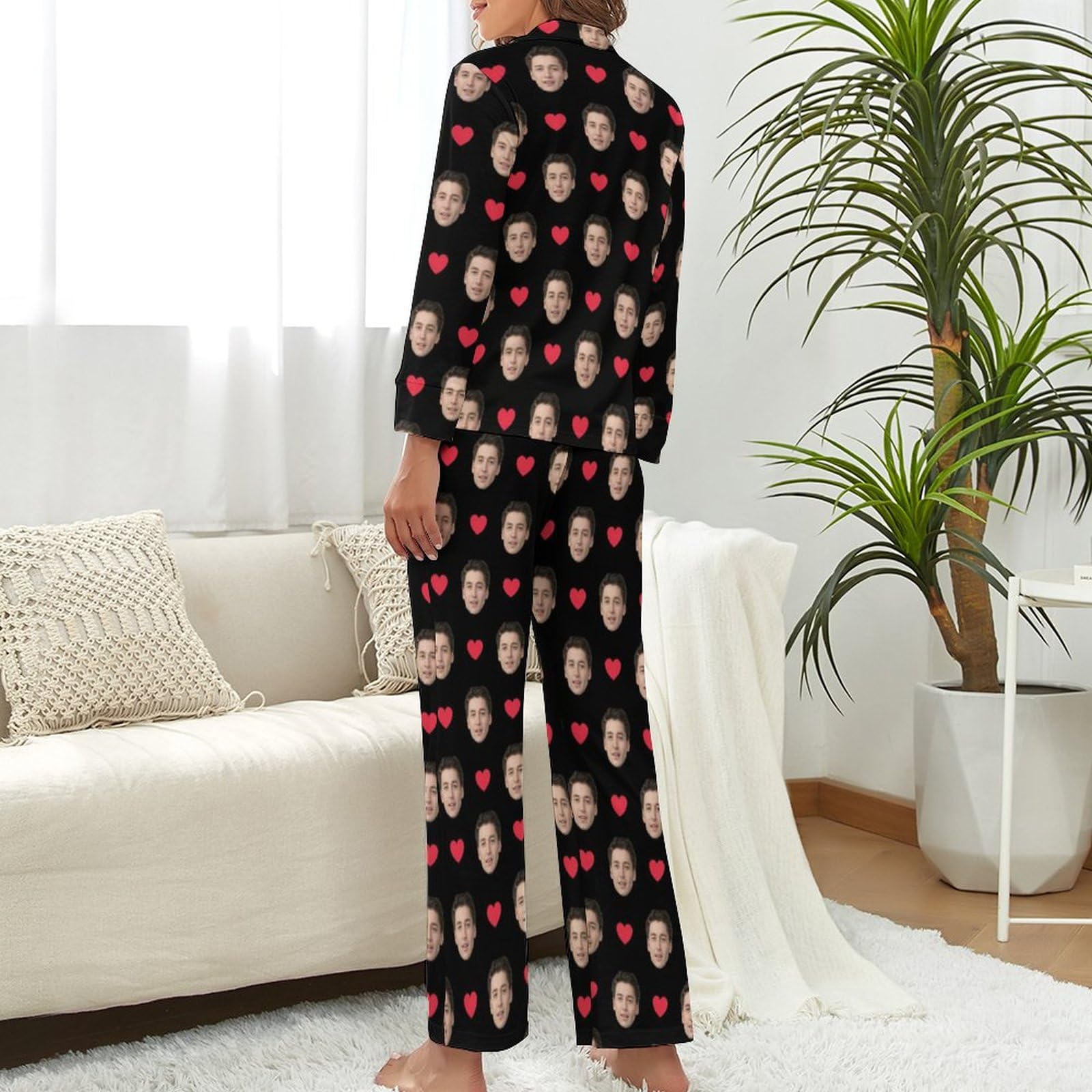 Set Pigiama Donna Personalizzato con Foto del Viso Set di Pigiami da Donna Personalizzati con Foto Set di Pigiami da Donna Set di Pigiami da Donna Personalizzati Pjs per la Notte