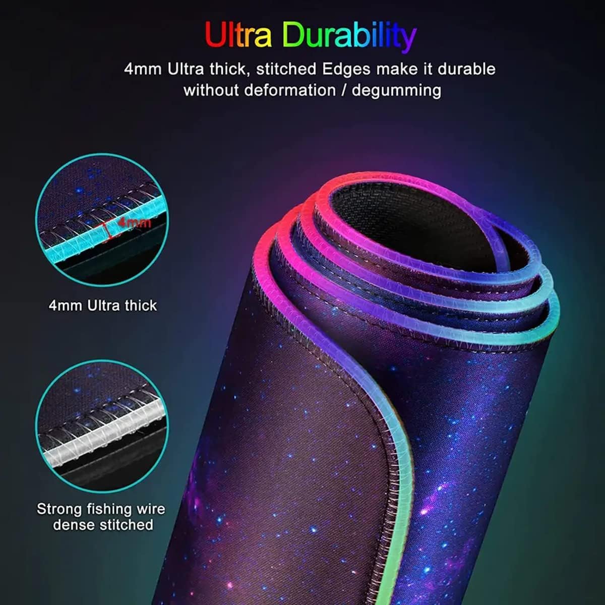 RGB Tappetino Mouse Gaming - Grande Tappetino per Mouse LED XXL 800x300mm, 12 RGB Effetti Luce Mouse Pad da Gioco Base di Gomma Antiscivolo per Tastiera, Laptop,Computer, PC, Gamer