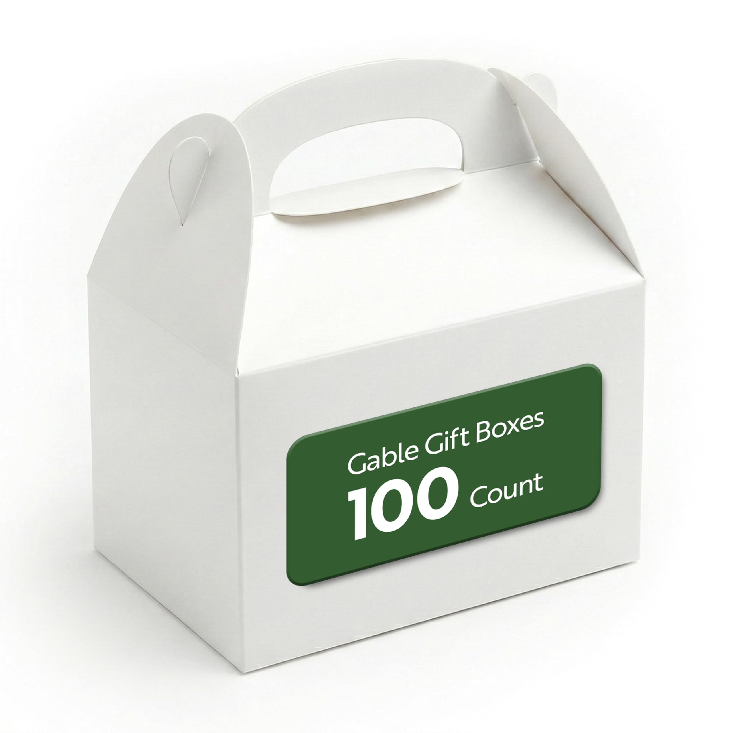 Restaurantware Bio Tek 8.5 x 4.8 x 5.5 Inch Gable Boxes For Party Favors, 100 Attractive Gift Boxes - With Built-In Handle, Greaseproof, White Paper