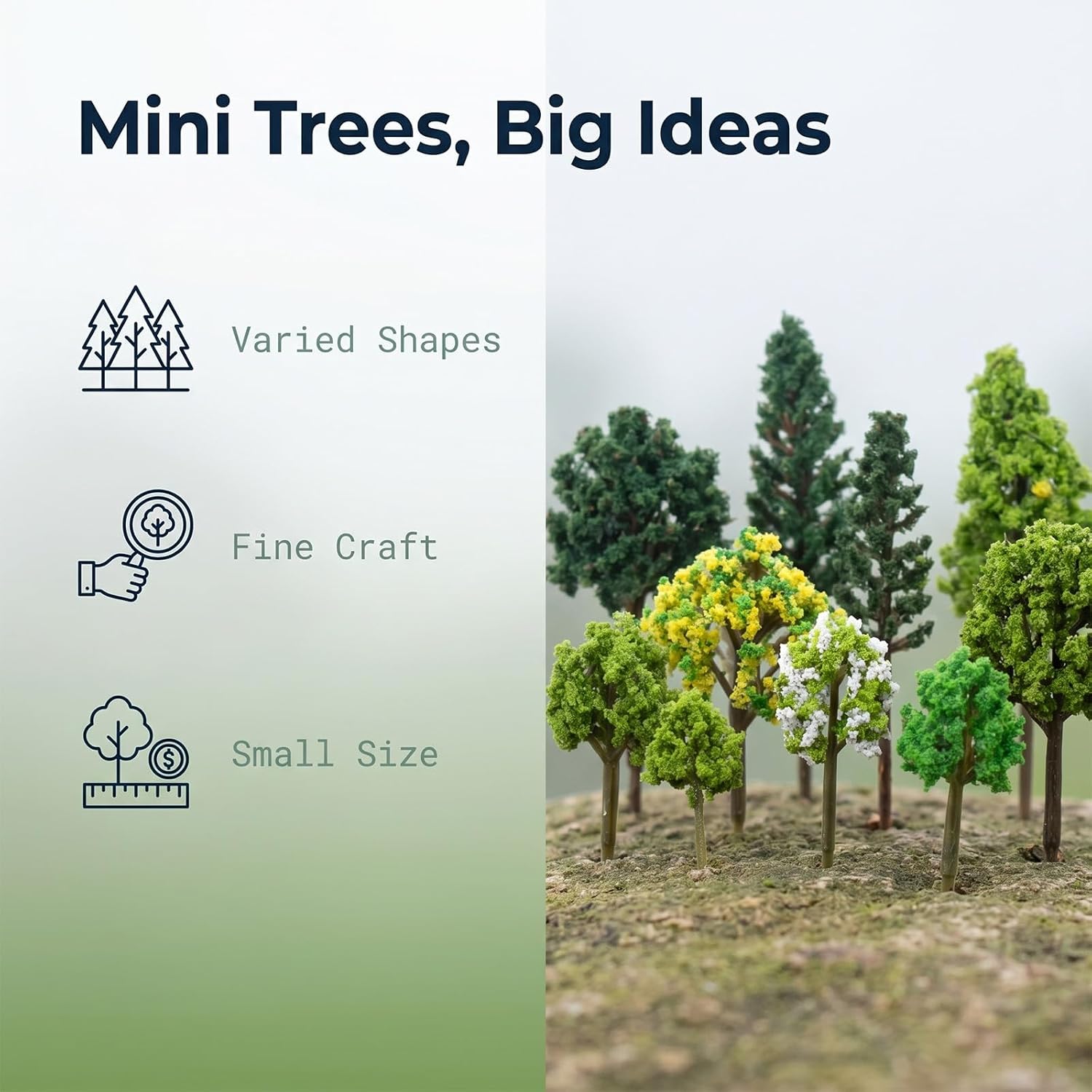 11Pcs Miniature Model Trees Set, HO OO Scale 1:100 Diorama Trees | 1.18-2.76 Inch Mixed Model Trees, Scale Trees for Building Train Scenery Architecture, Scenery Landscape