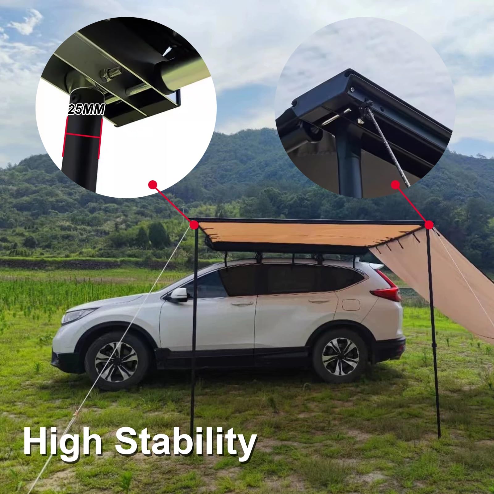 Tendalino Auto Estraibile, Tenda da Tetto Auto per SUV, PU 3000MM UV30+ Tendalino Camper, Tenda Tetto Auto Esterni