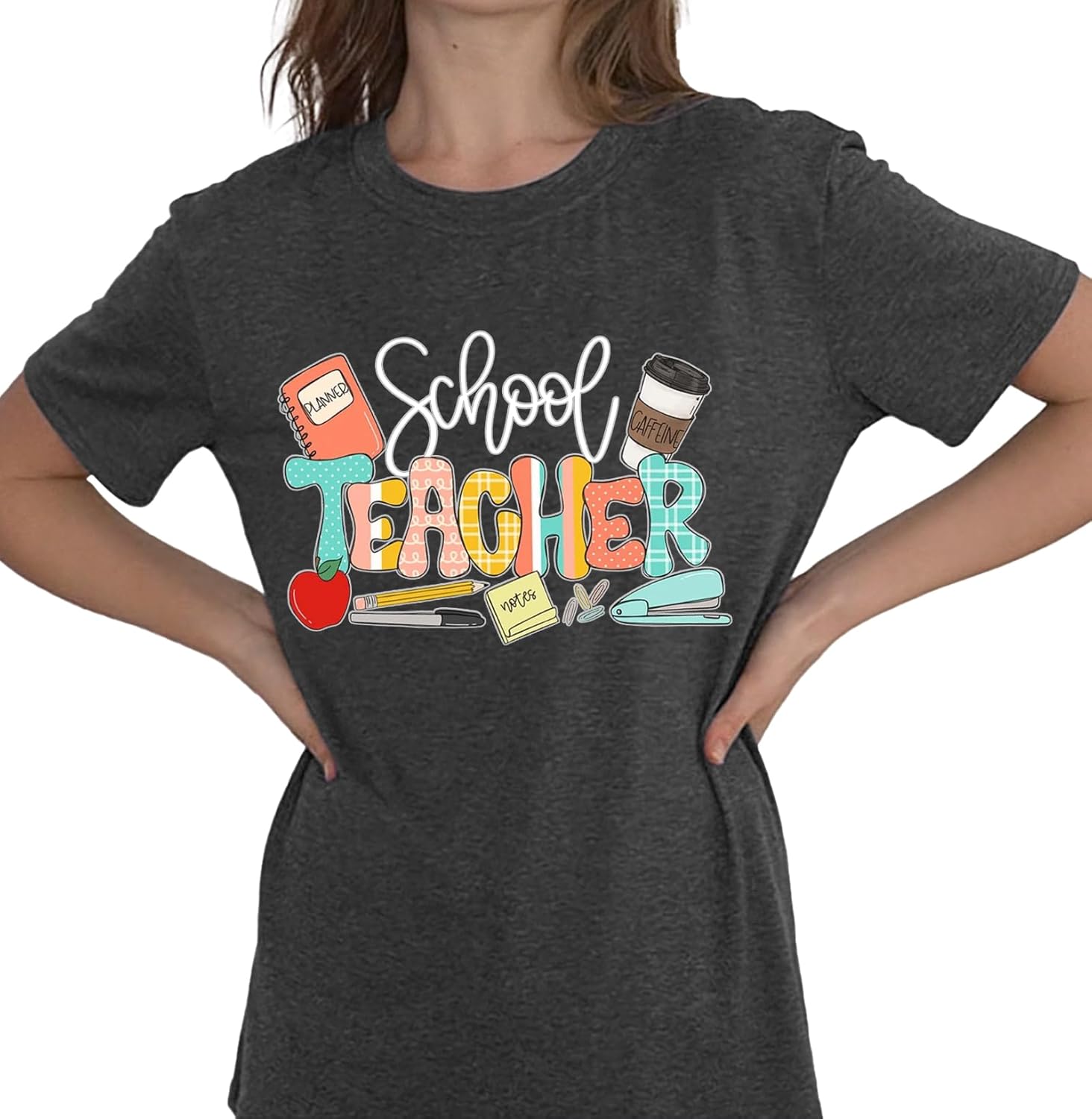 Womens Valentines Shirt -Pink Love Heart Graphic Tshirts Funny Teen Girl's Holi Vacation Casual Outfit Pink - Image 4