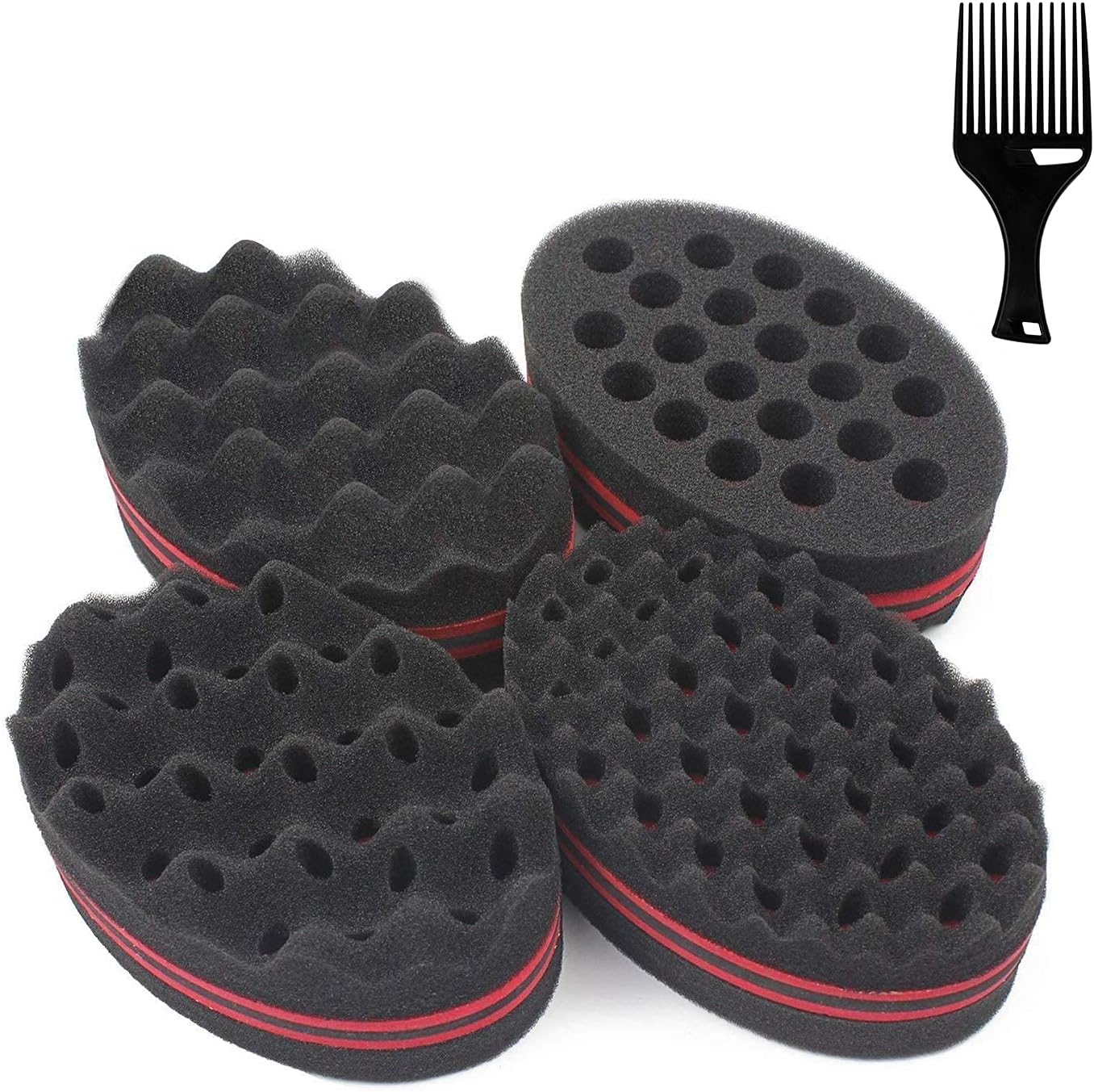 5 Pcs Curl Brush Set - Magic Twist Brush, Sponge Hair Pick for Men and Women (Blend)