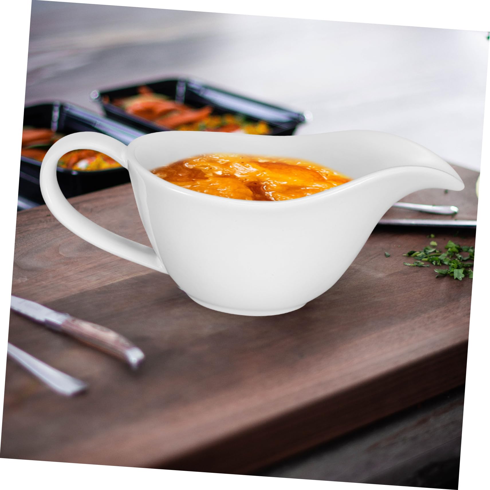 DINHEAROM Ceramic Sauce Boat Gravy Boat Gravy Pitcher Coffee Syrup Dispenser Ceramic Pitcher Dipping Sauce Holder Coffee Milk Dispenser Small Milk Container Sauce Dispenser White Ceramics