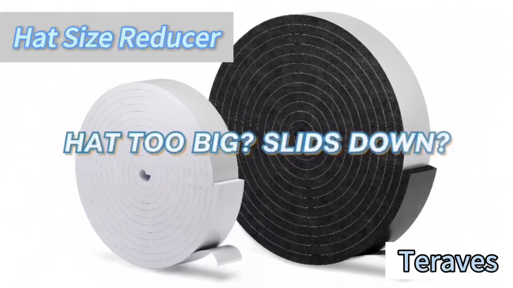 Image of 2 Pack Hat Size Reducer Tape Roll 80 inch, Hat Inserts to Make Fit Comfort, Fitted Hat Sizer Reducer Insert for Loose Baseball, Fedora, Cowboy, Western, Panama & Straw Hats, Self Adhesive Foam Tape