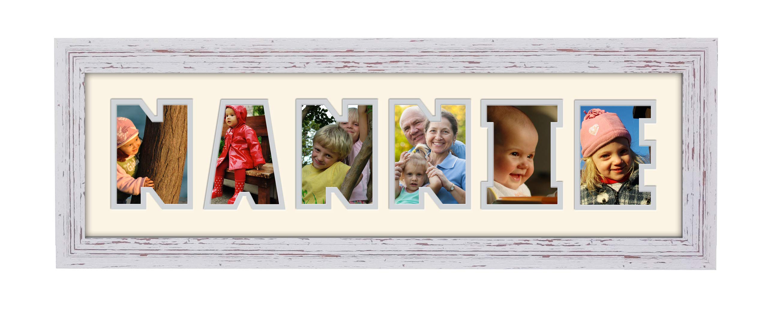 Photos In A Word Shabby Chic Finish Frame Cream Mount Grey Inside Nannie Photo Frame Word Photo Frame 1250-Cc (Shabby Chic Finish Frame Cream Mount Grey Inside)