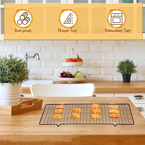 Miniatura 7 de Harloon 6 rejillas de enfriamiento para cocinar y hornear, juego de alambre de rejilla seguro para horno, resistente acero al carbono,