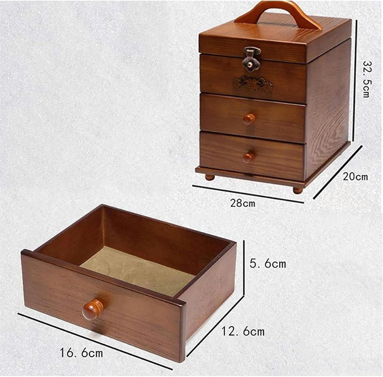 Portagioie in legno anticato con rivestimento in velluto per braccialetti e accessori