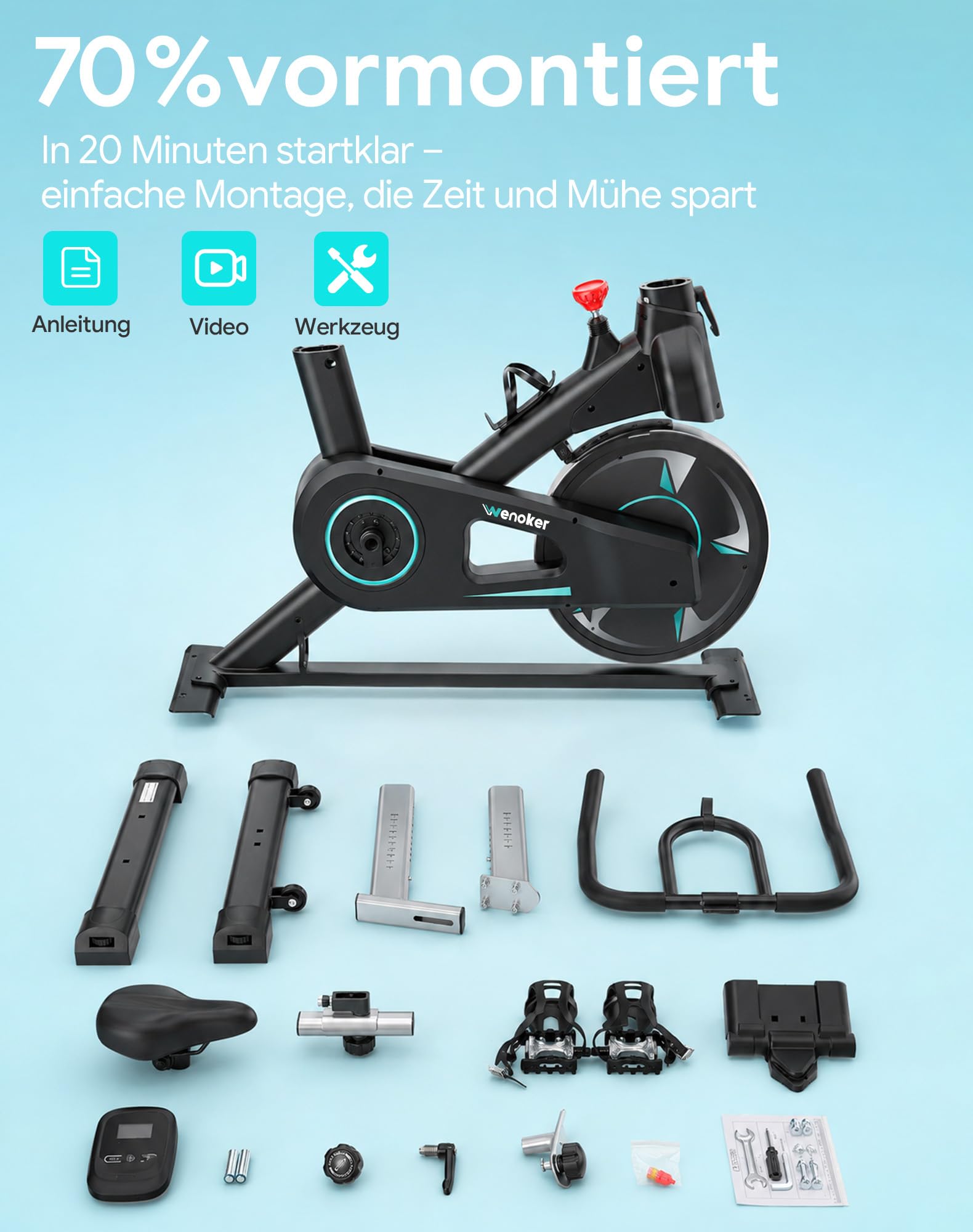 2026 Update] WENOKER Heimtrainer Ergometer  Indoor Spinning Bike mit  Flsterleise, Magnetwiderstand, schwerem Schwungrad, LCD-Monitor,  stationres Fahrrad, bis 160 kg belastbar : Amazon.de: Sport & Freizeit