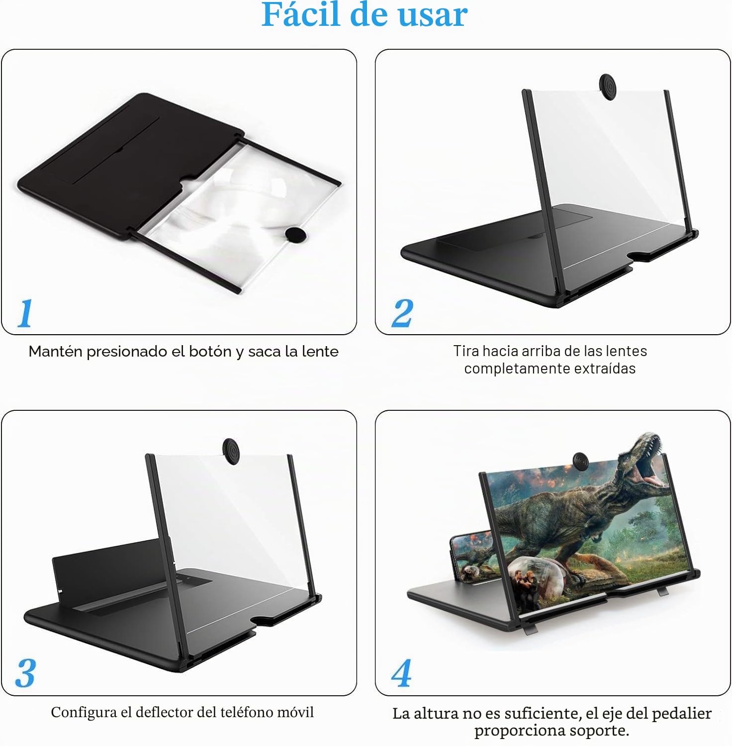 Lupa para móvil 16 Pulgadas,Amplificador de Pantalla para movil, 3D HD Plegable Amplificador de Pantalla para Ver vídeos de películas, para con Todos los Smartphones