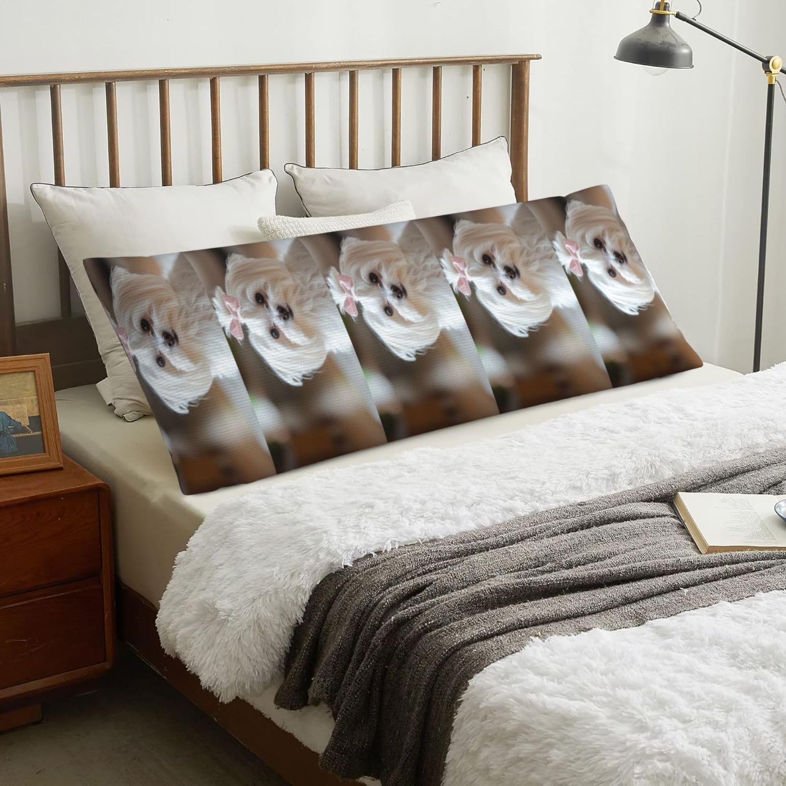 Lovely Maltese Dog Printed, Body Pillow Cover with Zipper,Long Body Pillowcase 20 x 60 in
