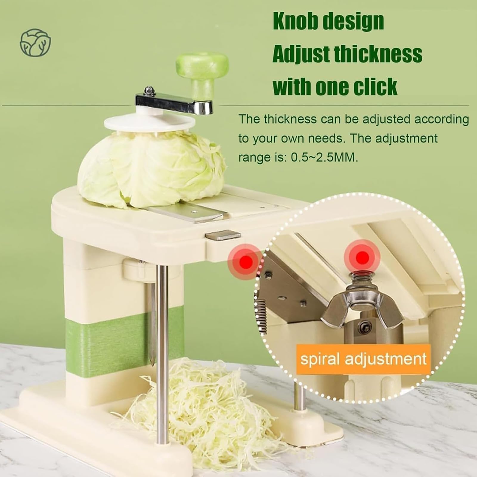 Máquina cortadora de repollo, trituradora multifuncional con 3 cuchillas de acero inoxidable para preparación de ensalada y ensalada de col, ideal para uso en cocina y restaurante