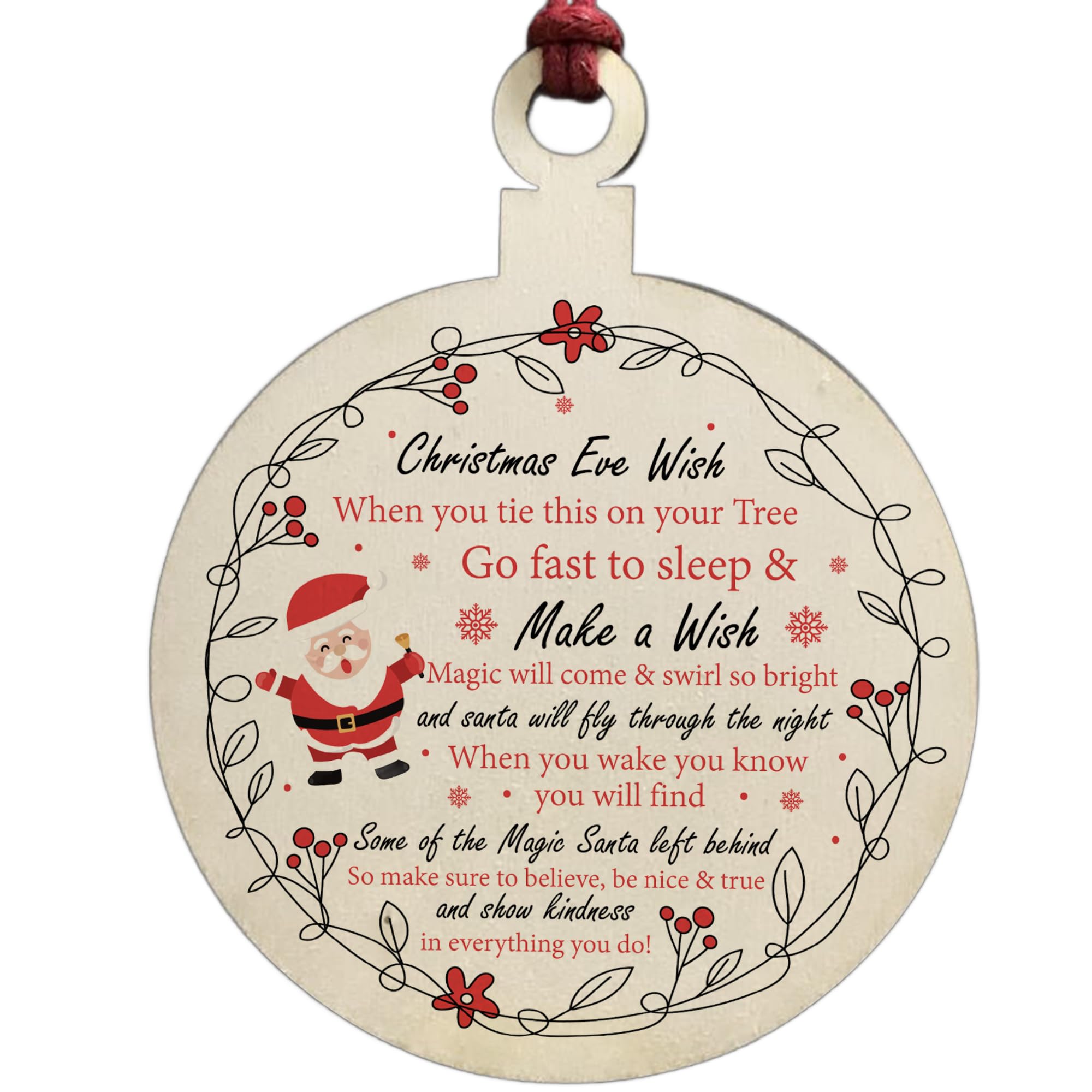 Christmas Eve Wish Gift Wood Bauble Tree Decoration Daughter Son