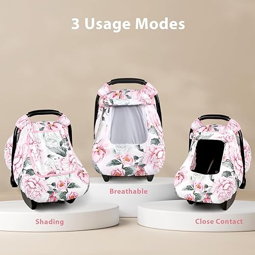 Miniatura 6 de Pea Pod Funda de asiento de automóvil para niñas bebés, funda floral para asiento de automóvil para recién nacidos, con ventanas de 2 capas de